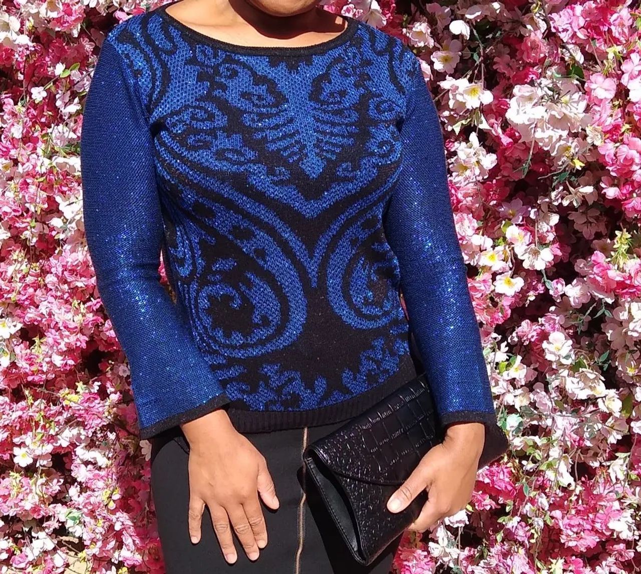 Blusa Le Lis Blanc azul/preto