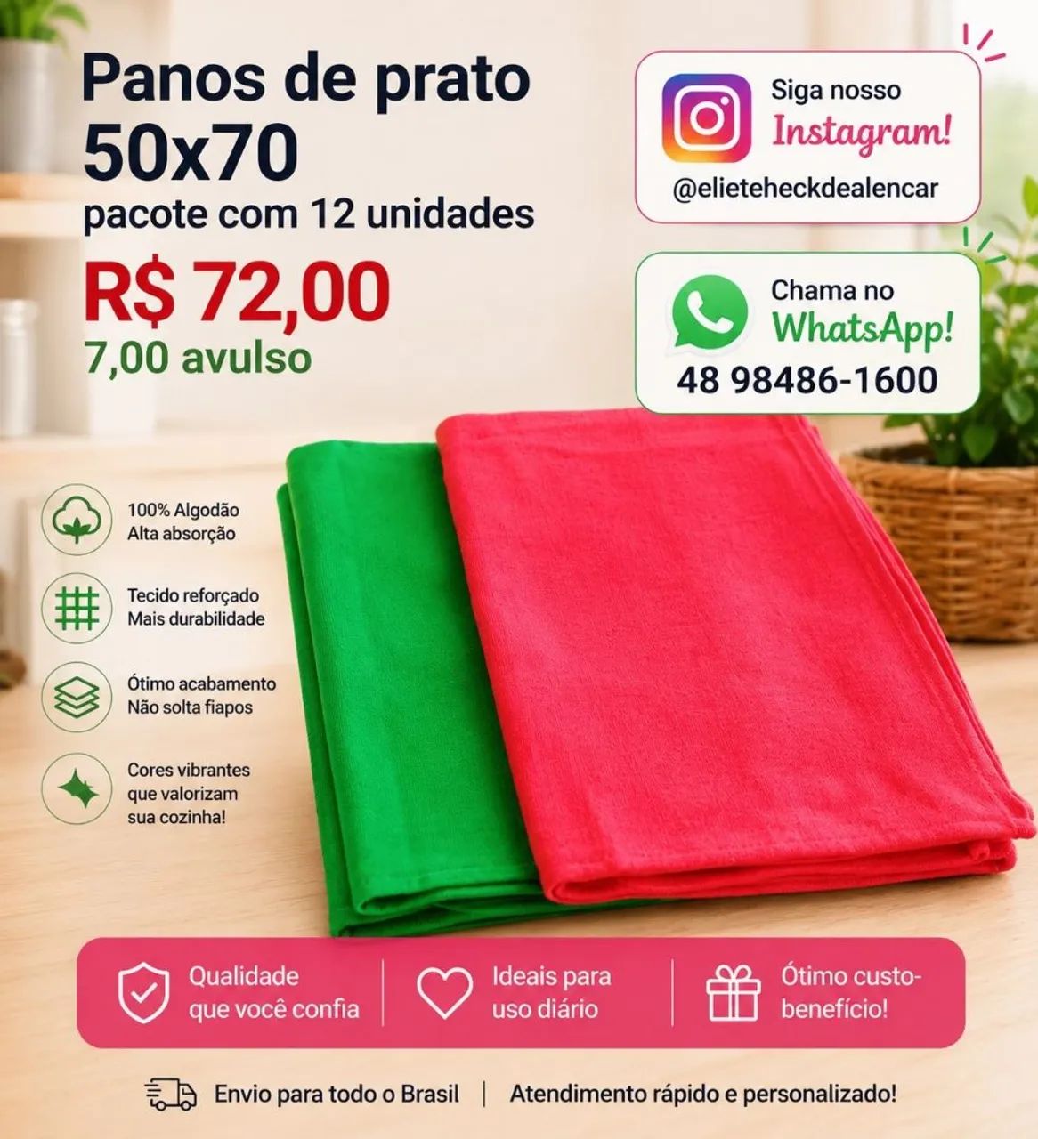 Panos de prato com bainhas  - Foto 3