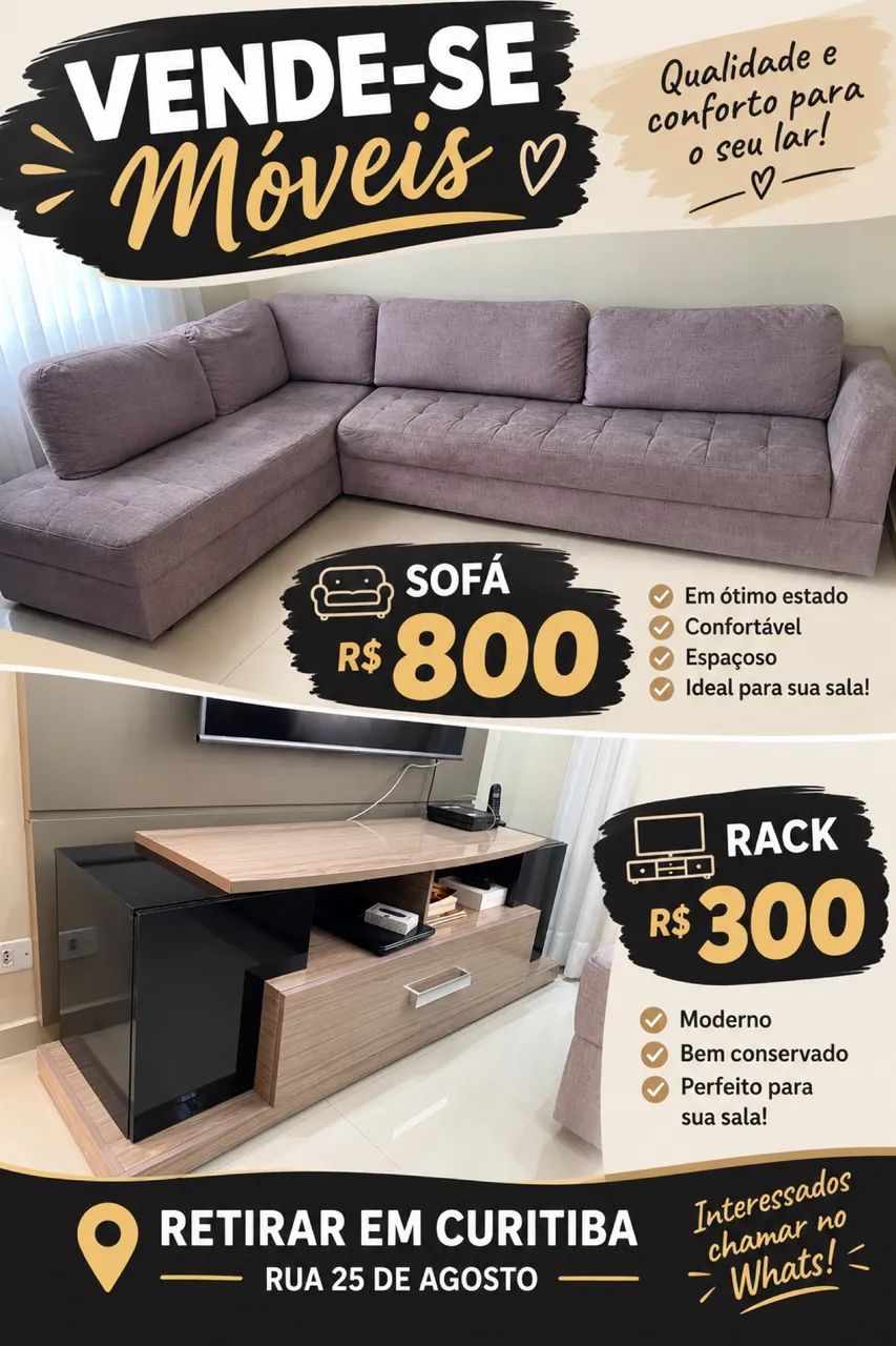 Vendo sofá e rack