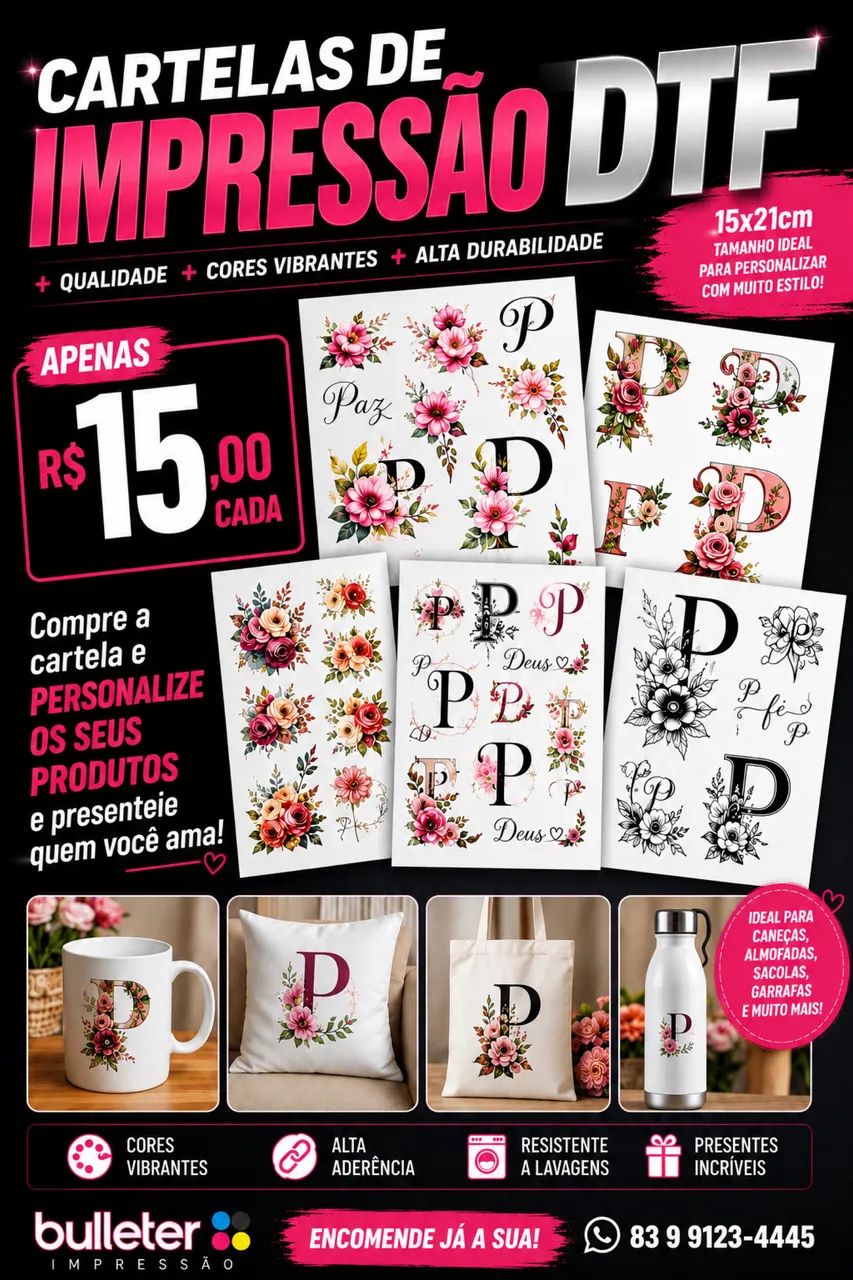 Cartelas em DTF