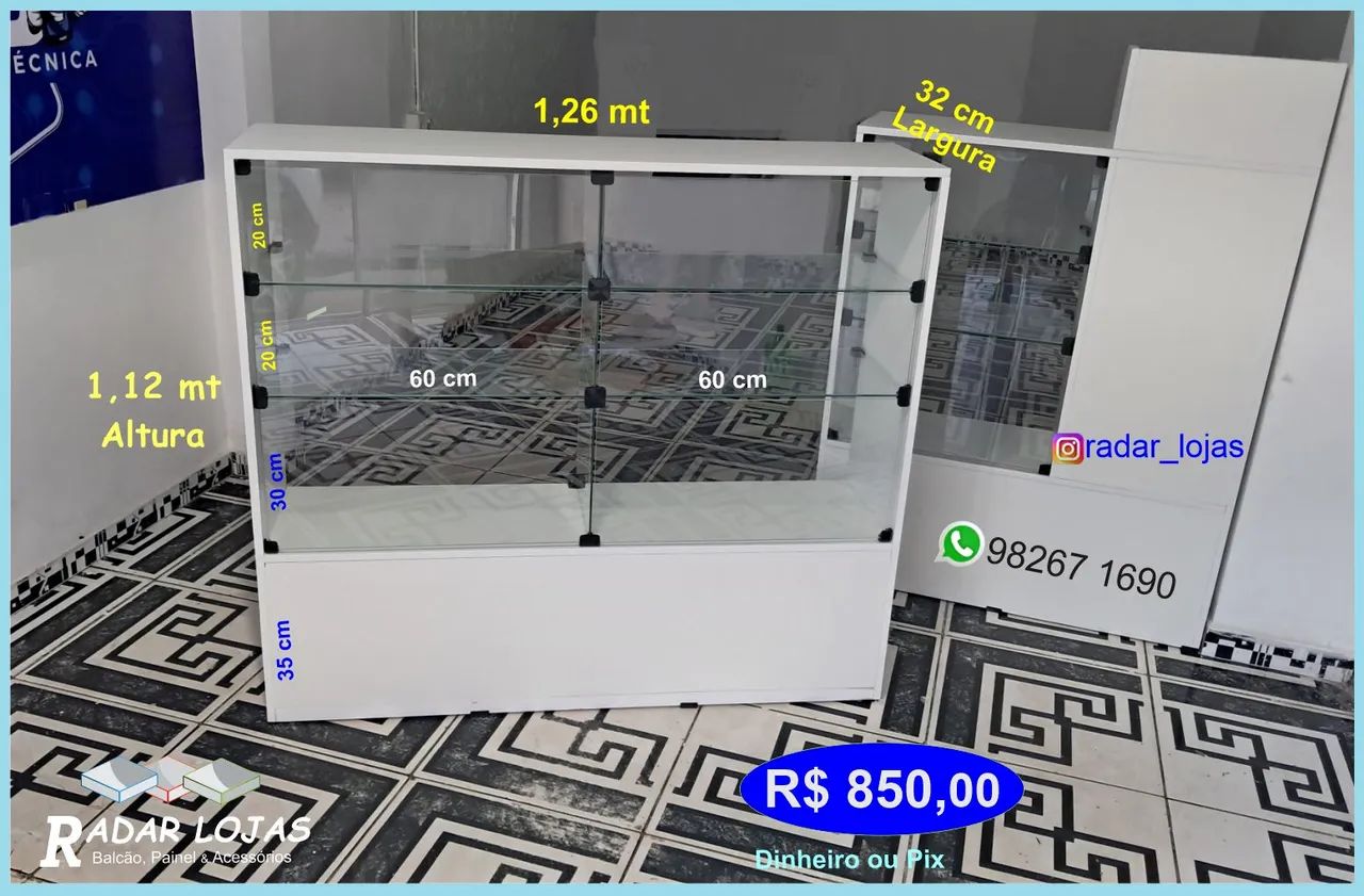 Balcão mdf e vidro para loja 