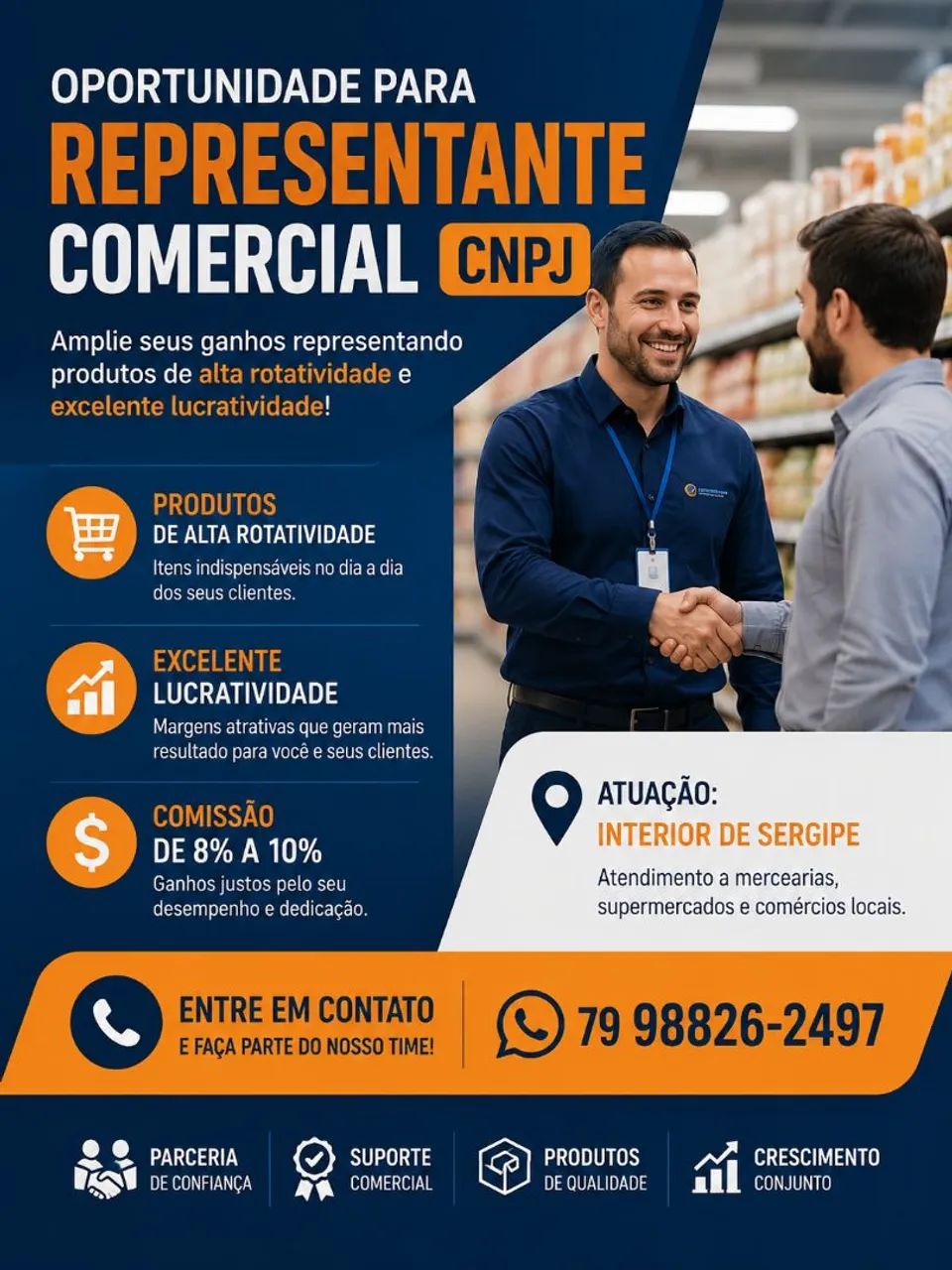 10 % COMISSÃO, VENDEDOR PJ. PARA INTERIOR DE SERGIPE 