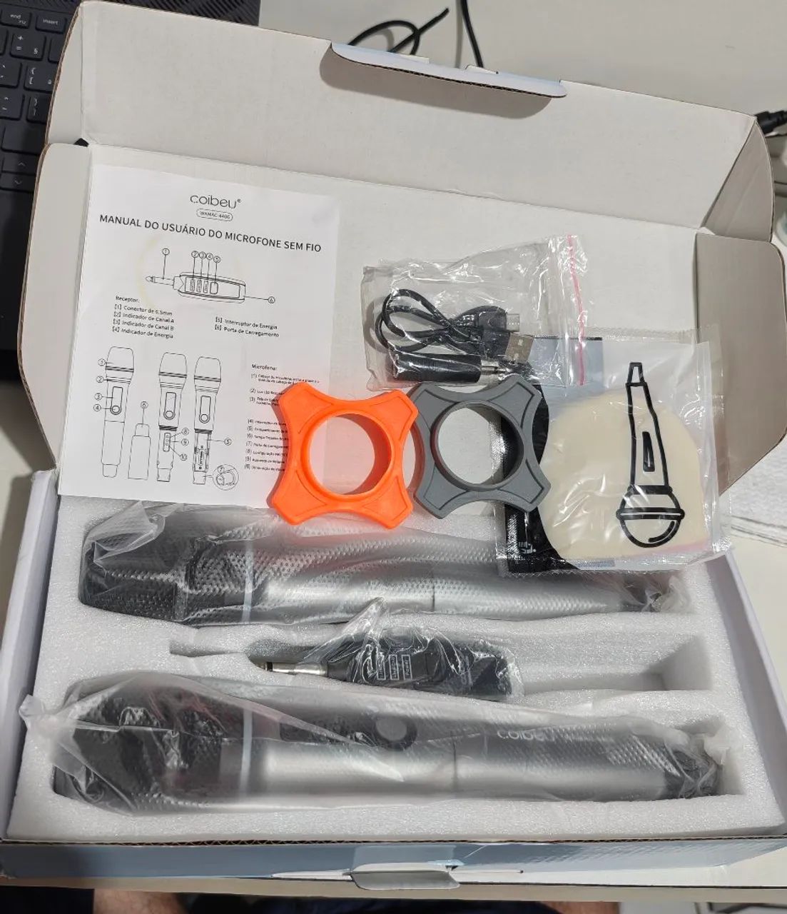 Microfone Duplo sem Fio. Recarregável. Ótima capitação de som. - Foto 4
