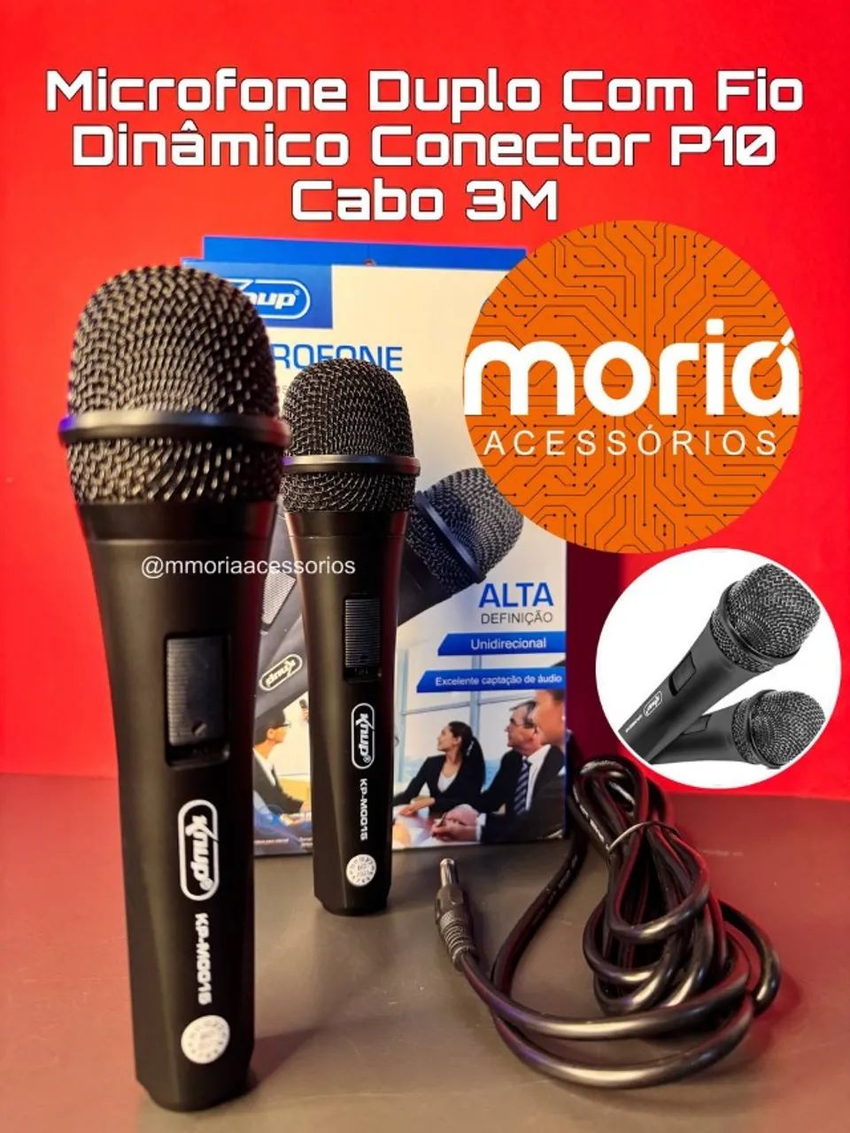 Microfone Duplo Com Fio KP-M0015 