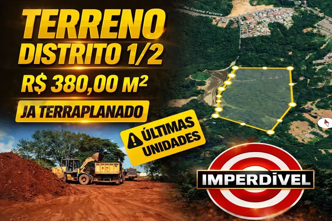 VENDO TERRENO COM 20 MIL METROS DISTRITO 1/2