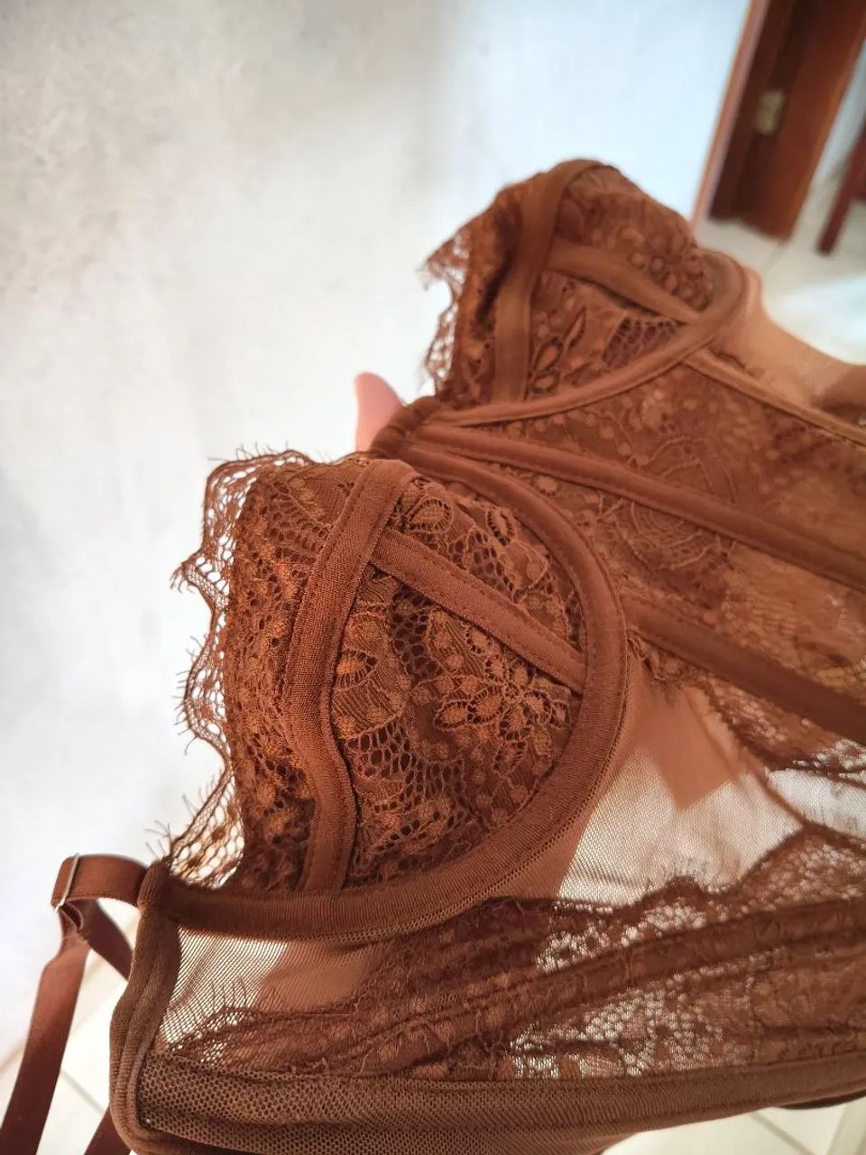 Corset Rendado - Castanho - Foto 2