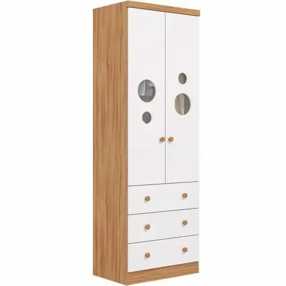 Roupeiro Bolinha 2 Portas, 100% MDF - Peroba - Foto 2