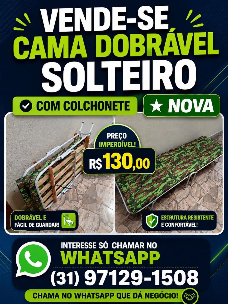 VENDE-SE CAMA NOVA PARA CAMPING 