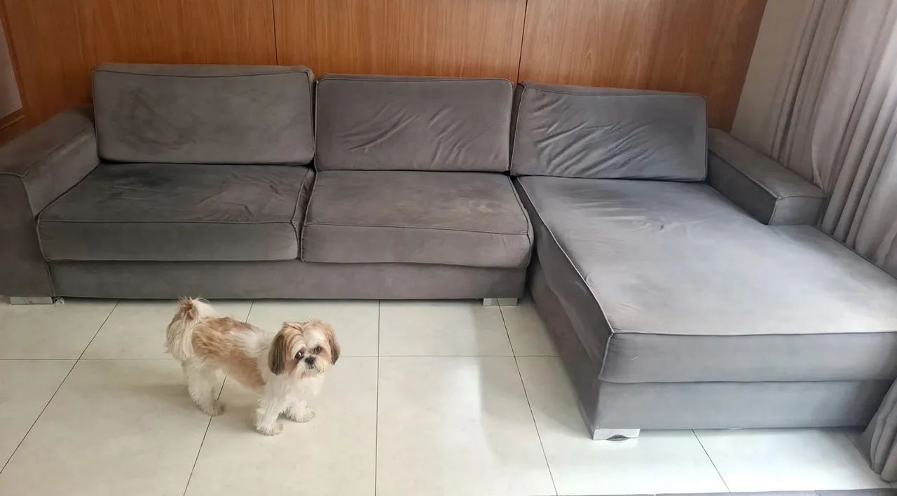 Sofá com chaise cinza  - Foto 2