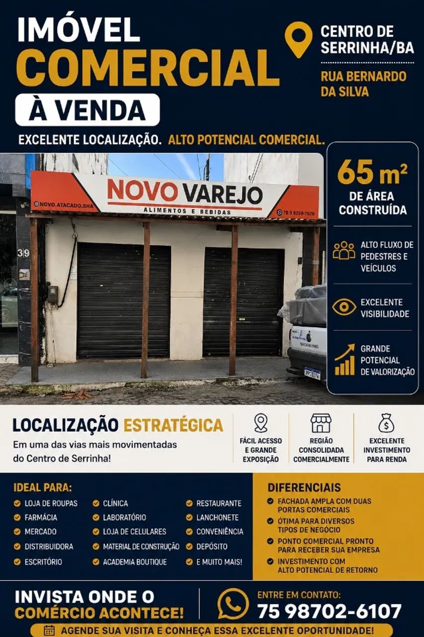 IMÓVEL COMERCIAL À VENDA 65M² CENTRO DE SERRINHA