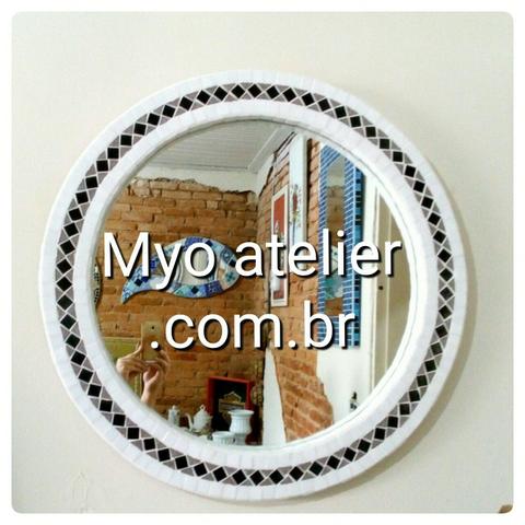 Espelho mosaico, flores, gato, degrade, gota