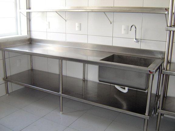 Bancada inox com cuba