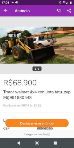 Trator walmet 4x4 motor MWM 6.CIL