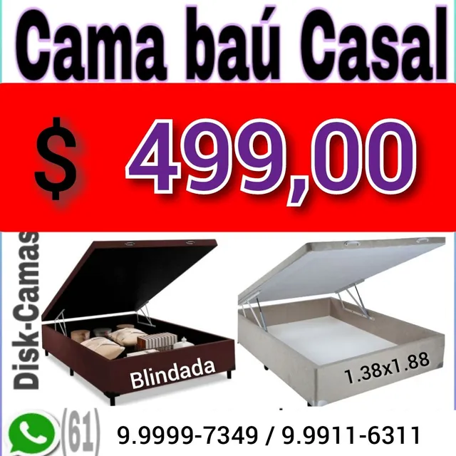 Base baú cama casal só 499,00 (basic20) Direto de Fábrica - temos colchões e cabeceira
