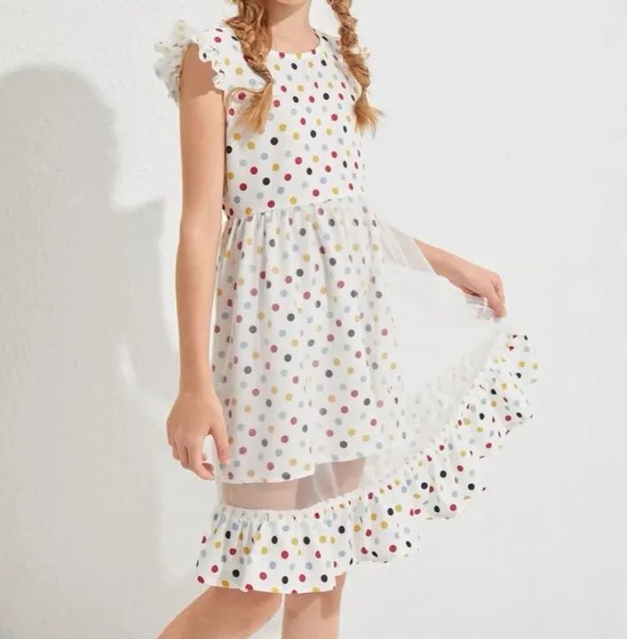 Vestido Infantil de Bolinhas com Saia de Tule - Foto 2