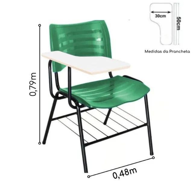 Cadeira Universitária Verde Com Prancheta MDF Ergonômica 34012 - Foto 3