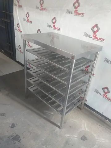 Mesa inox com paneleiro/ bancada inox / fábrica de mesa inox - Foto 4