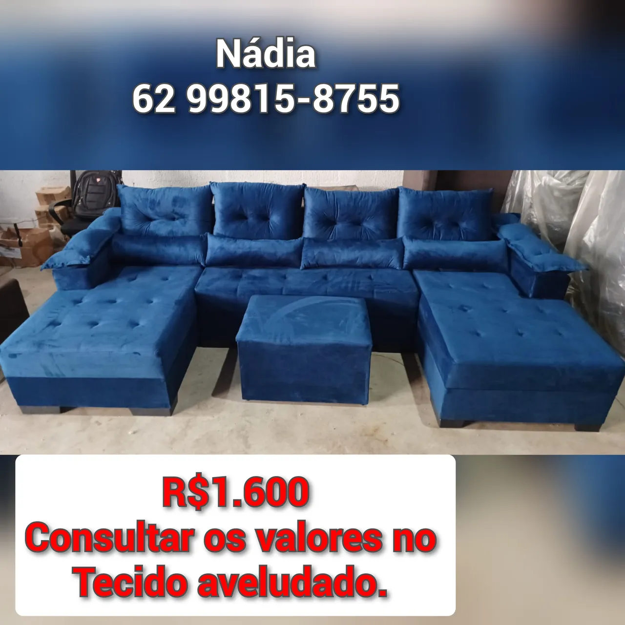 Sofá grande azul