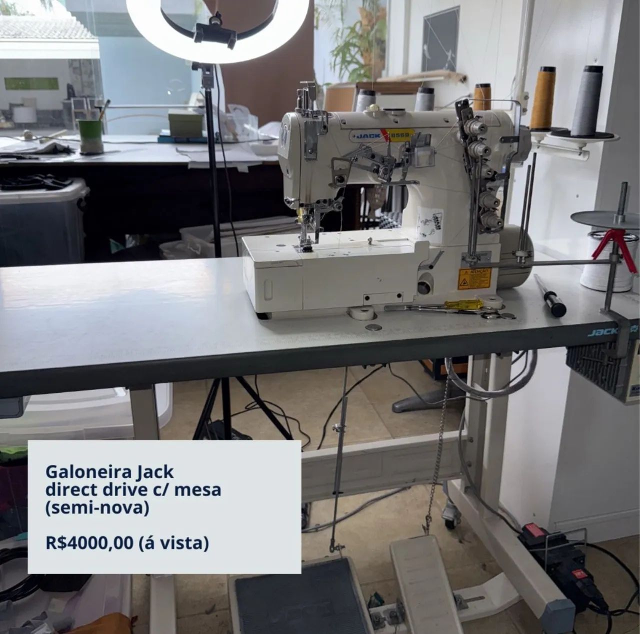  Máquina de Costura Jack  Galoneira 5 Fios  Direct Drive