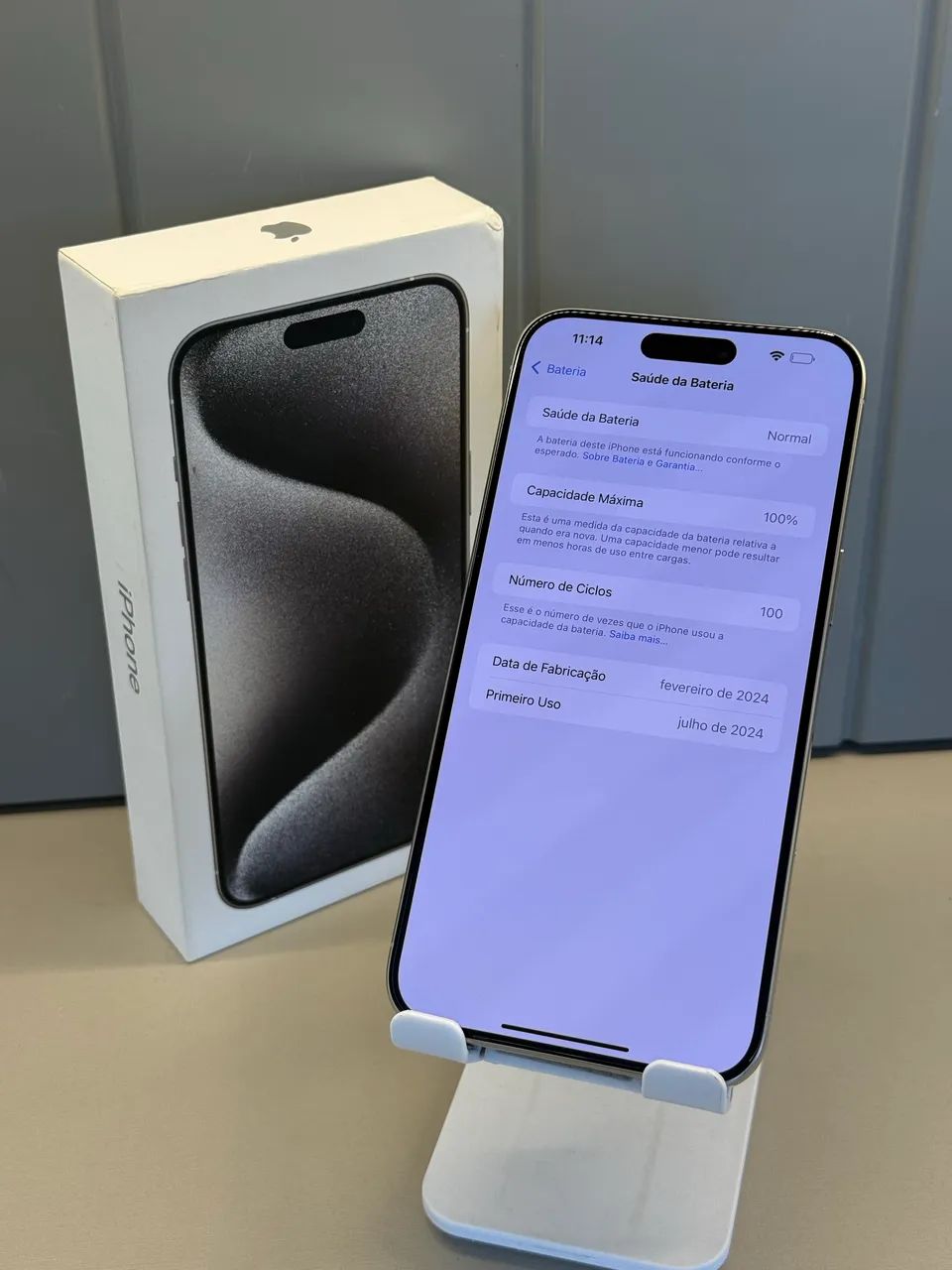 iPhone 15 pro Max 256gb Branco Titânio bateria 100% | Loja Física