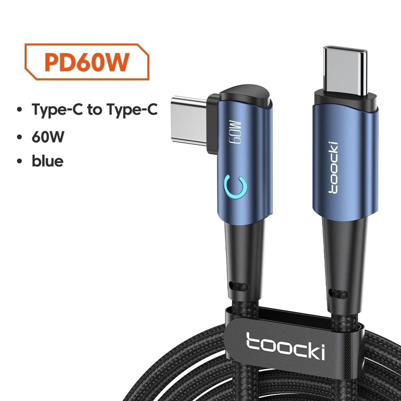 Cabo USB-C para USB-C 60W PD - Tocki - Azul