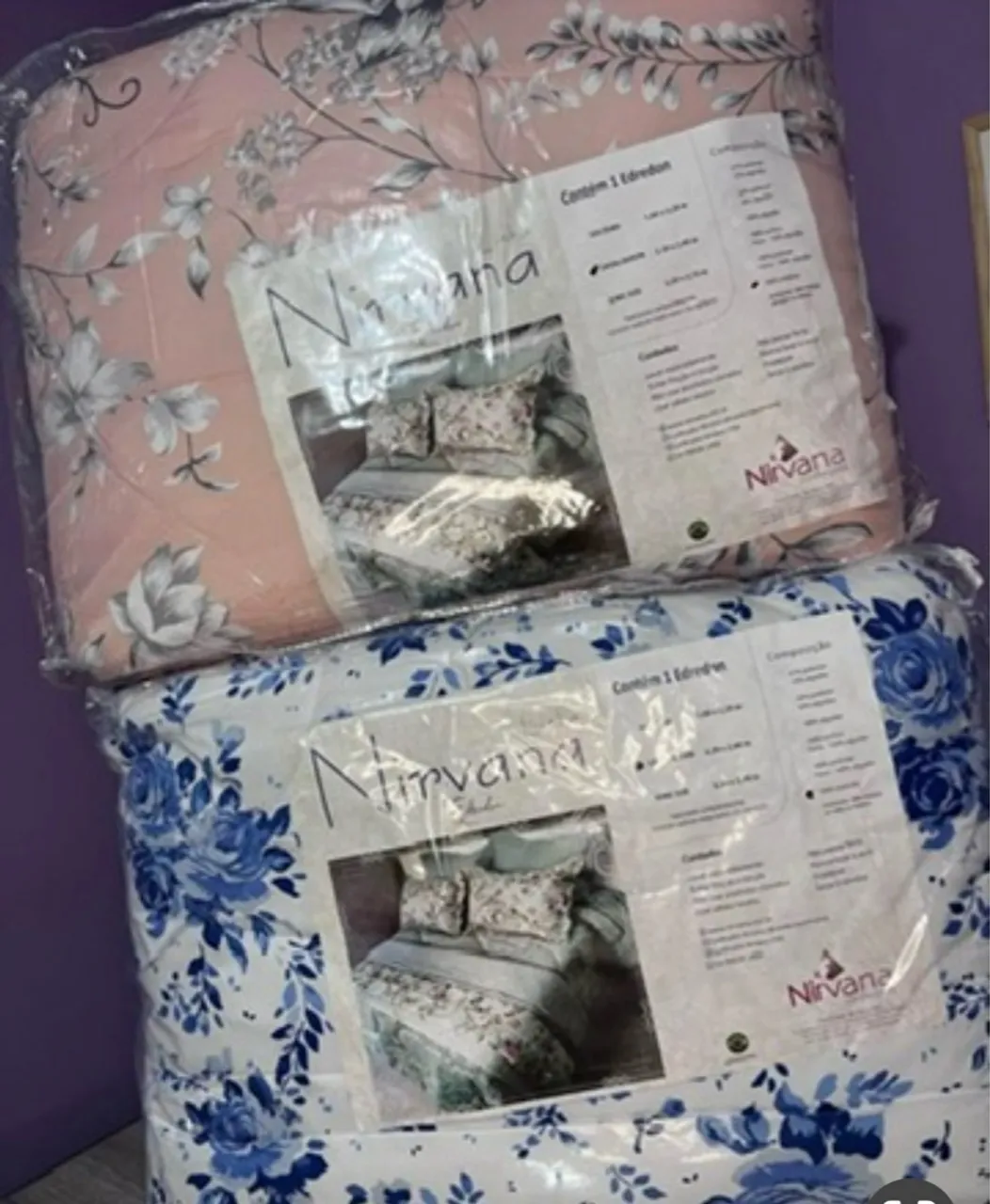 Edredom Nirvana Floral Rosa e Azul - CASAL