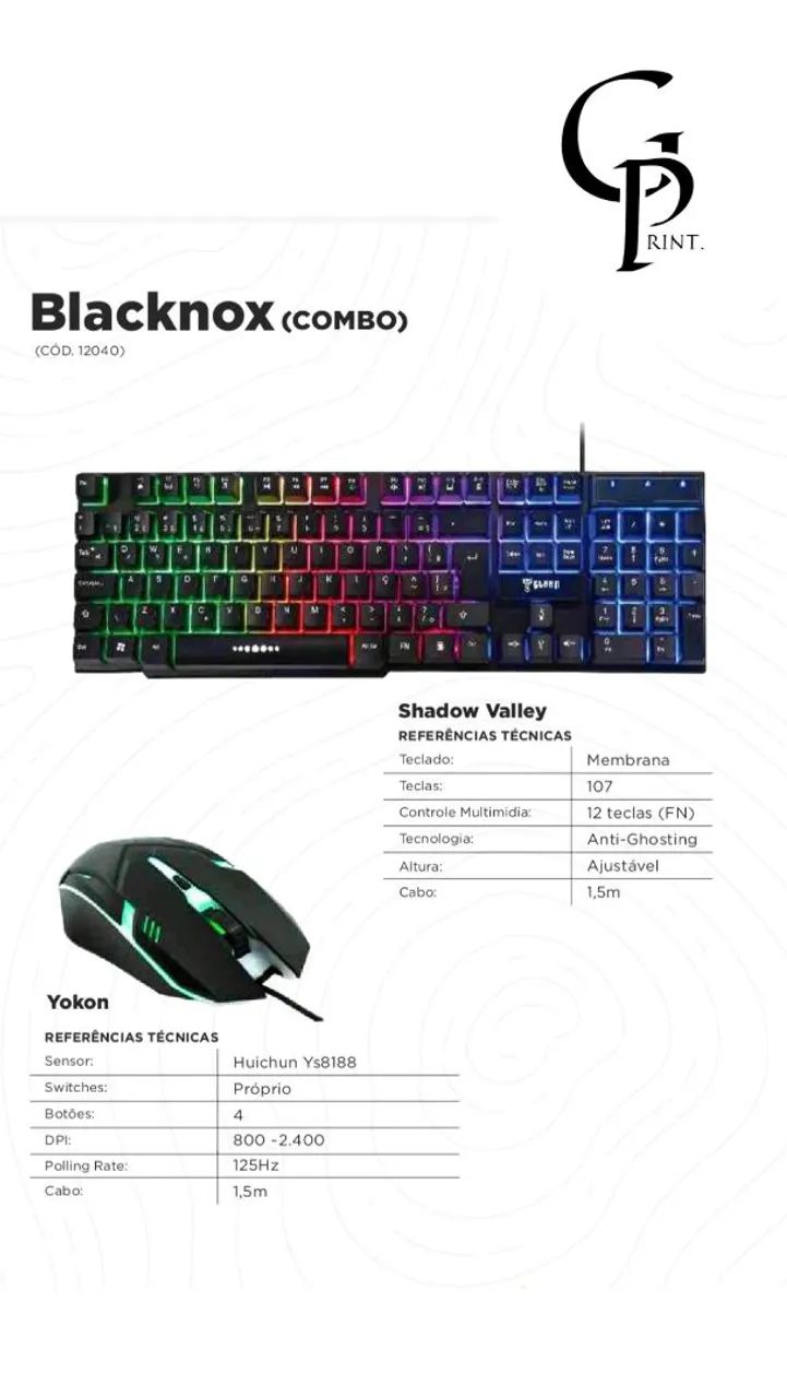 Kit Teclado e Mouse - Kit Gamer Blacknox Shadow Valley - PROMOÇÃO!