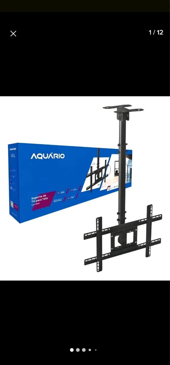 Suporte de Teto para Tv que gira 360  tv até 75 polegadas marca Aquário Preto - Foto 3