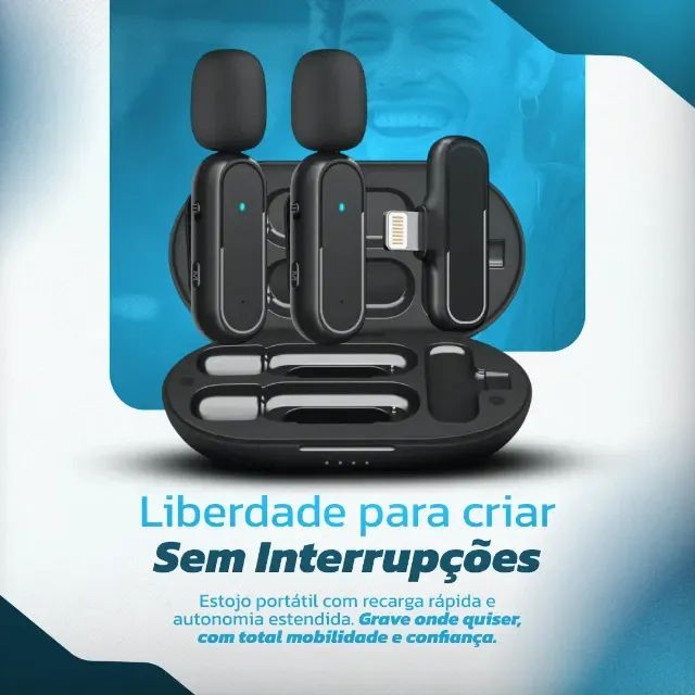 Microfone Sem Fio Profissional Lapela Duplo (Para Iphone)64352265319682122