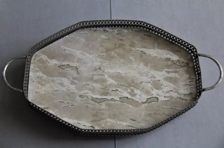 Bandeja em Prata com Fundo Marmore Italia Polido ( 40 X 25 )  - Foto 6