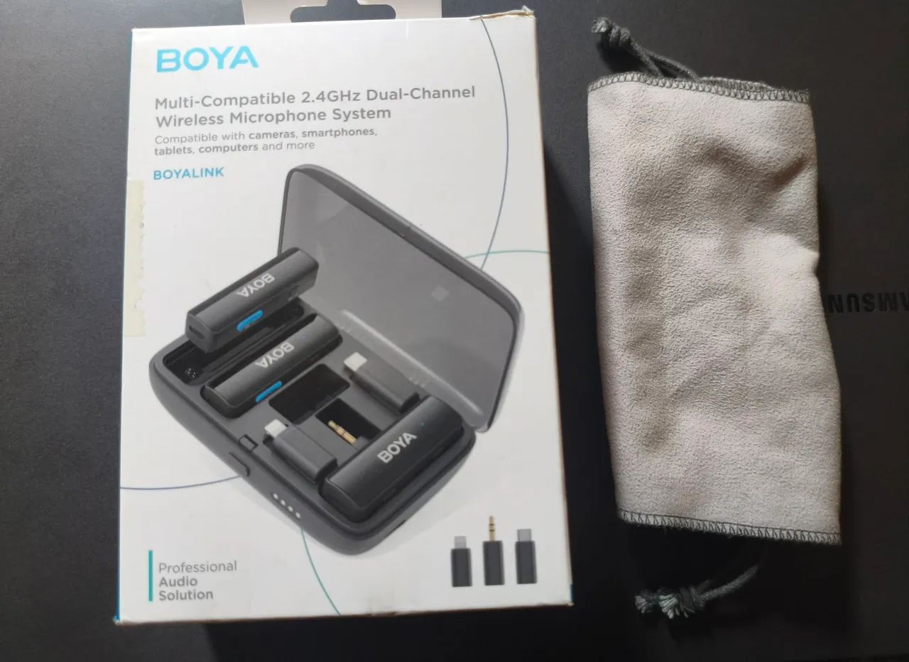 Kit de Microfone Sem Fio BOYA - Profissional - 2.4GHz - Dupla Captação - Foto 2