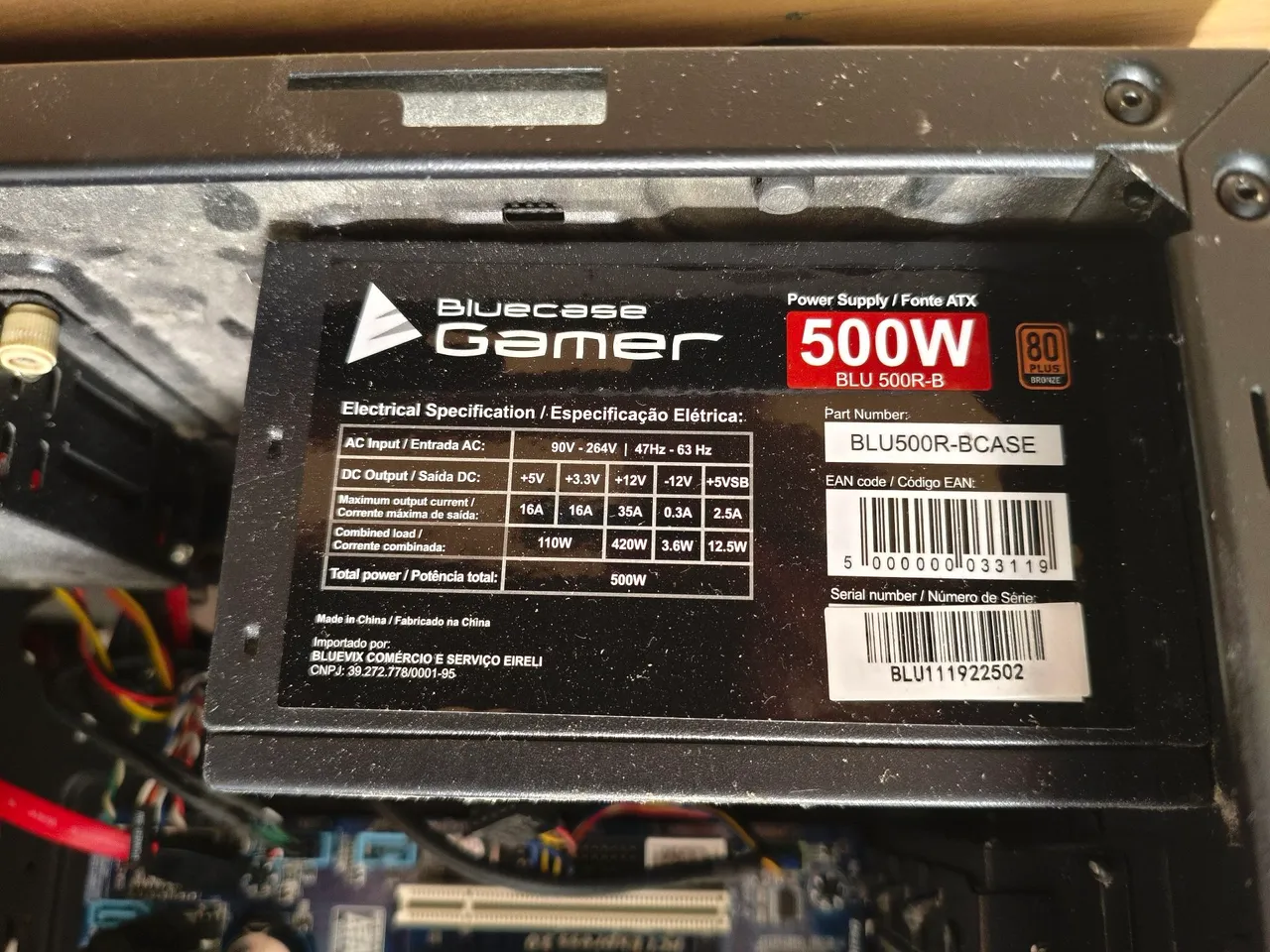 Fonte ATX Bluecase Gamer 500W 80 Plus Bronze