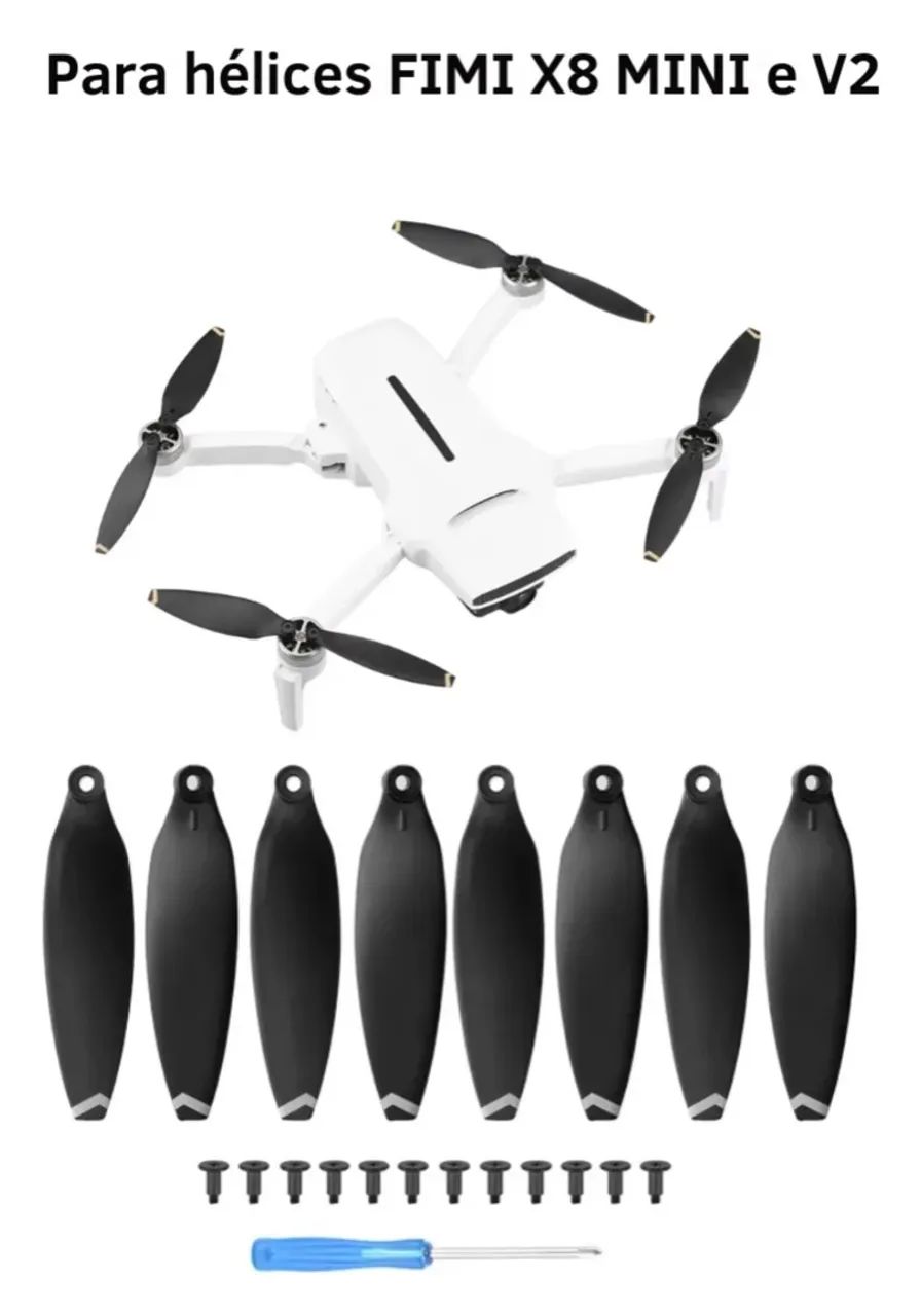  Kit Hélices para drones FIMI X8 MINI e V2 8 unidades +Parafusos+Chave