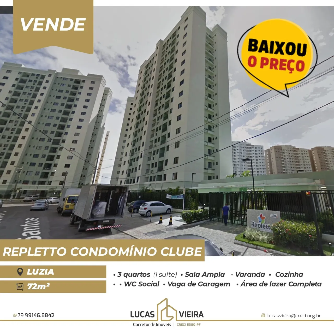 Repletto Condomínio Clube - AP com 3/4 sendo 1 suíte - Bairro Luzia - Andar alto