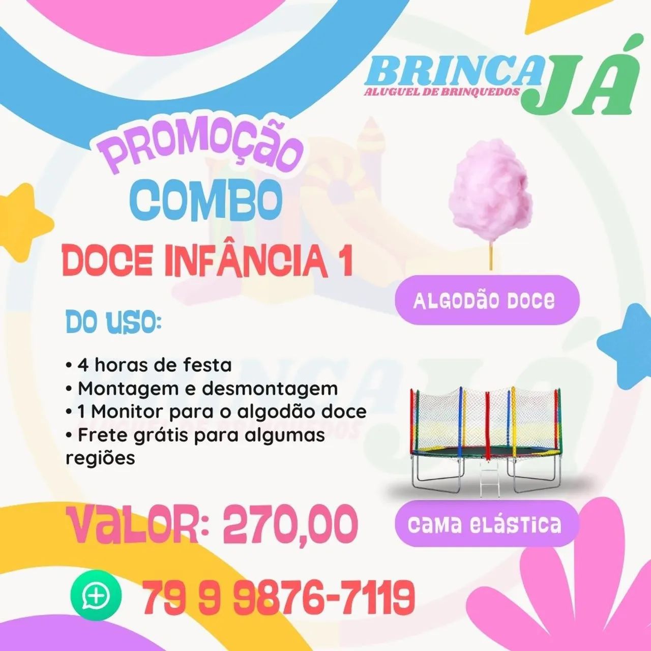 Combo Festa Infantil - Doce Infância 1 - Cama Elástica e Algodão Doce - Foto 2
