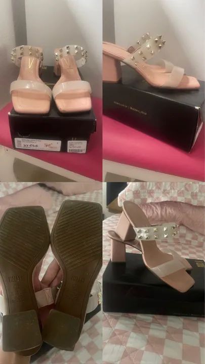 Sandálias de salto alto transparentes com tachas VIZZANO n37 