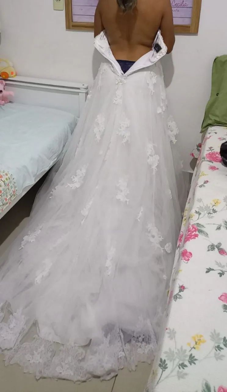 Vestido de noiva branco com renda - Foto 3