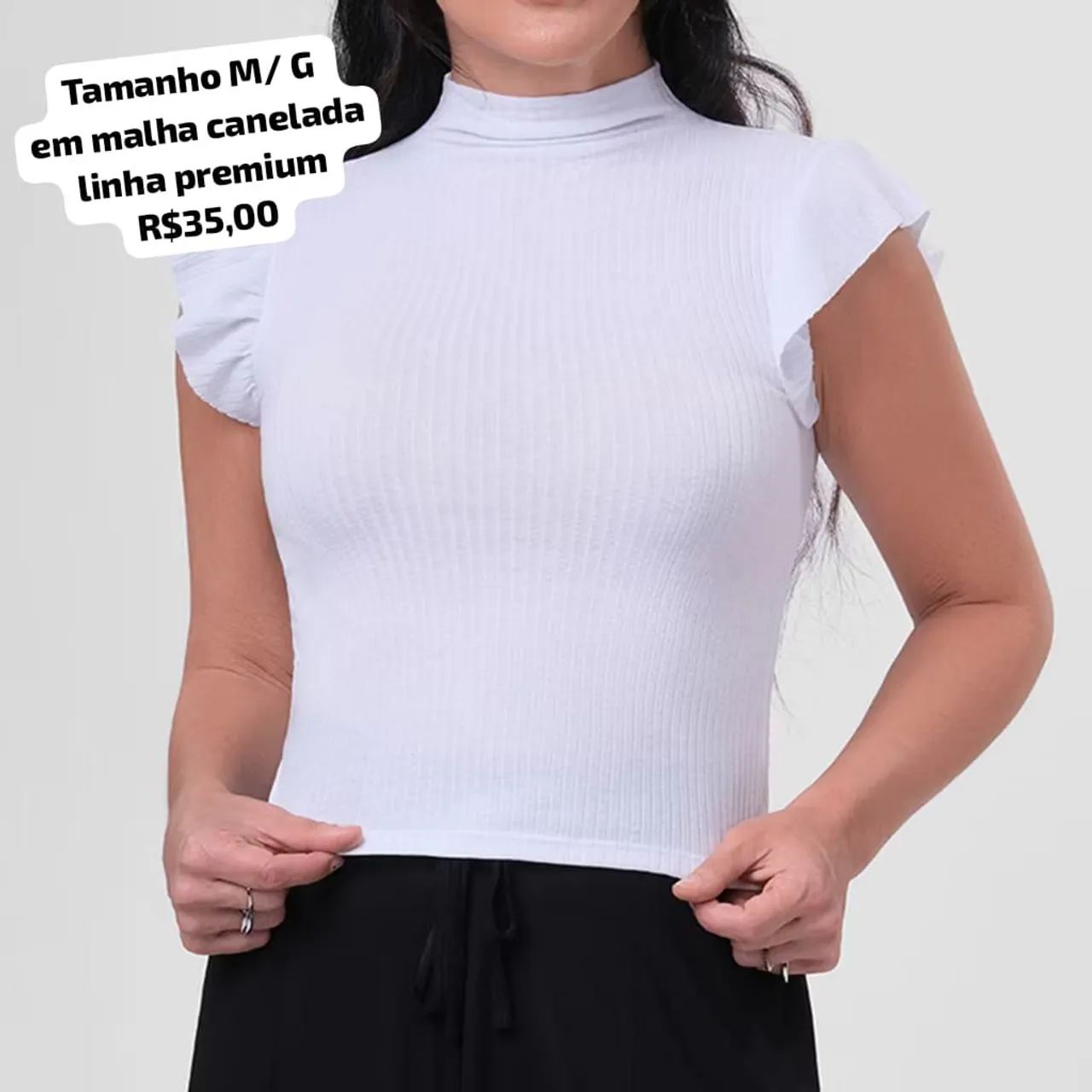 Blusa Canelada Premium com Detalhe no Ombro - M/G - Foto 3