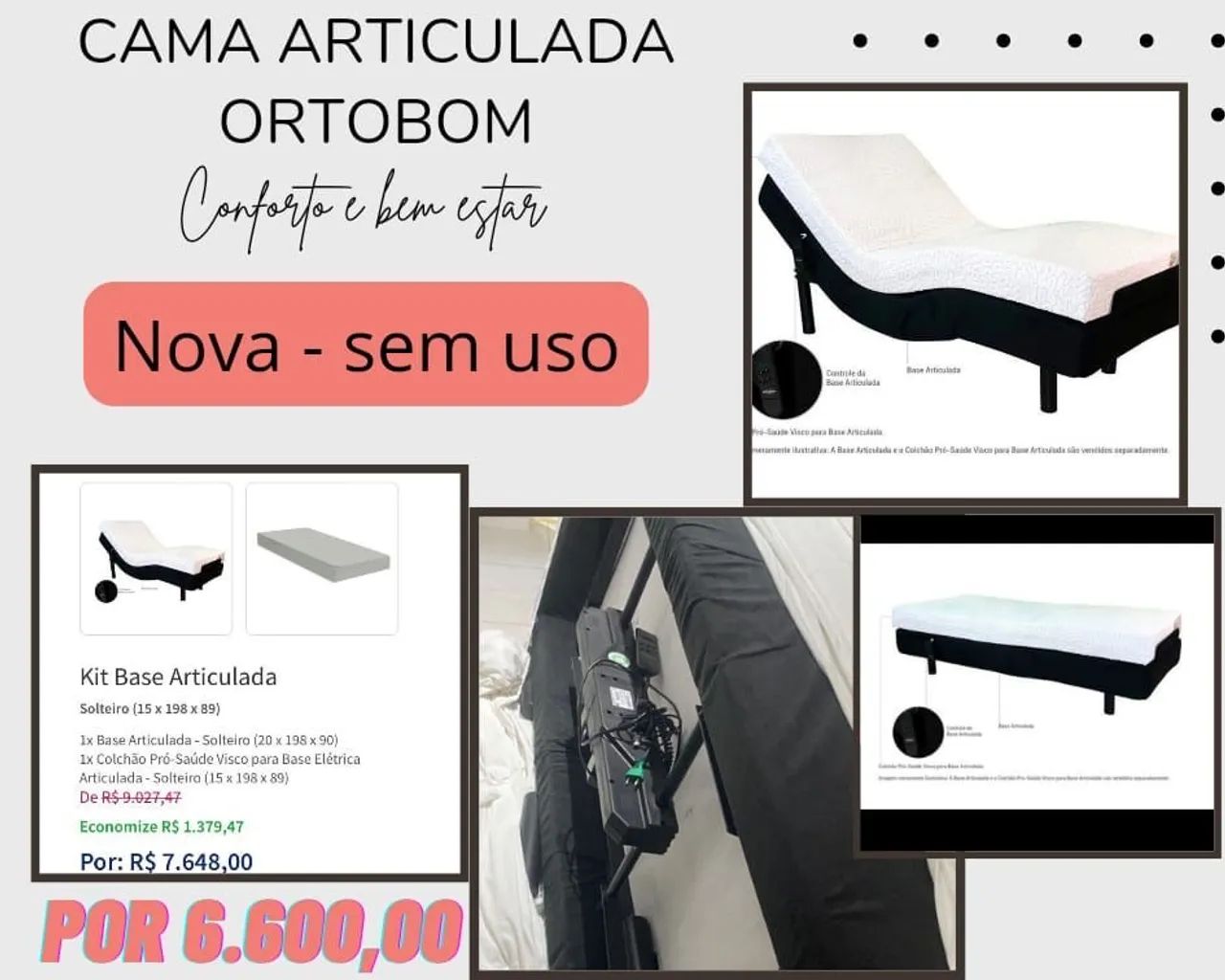 Cama articulada e Colchão Pró-Saúde Visco para Base Articulada - Foto 4