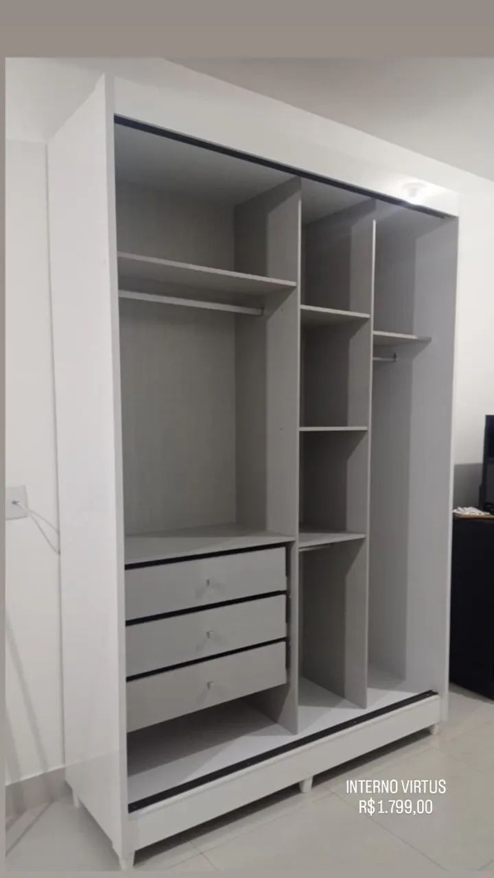 Guarda Roupa MDF porta de correr Solteiro 1.70cm - Foto 4
