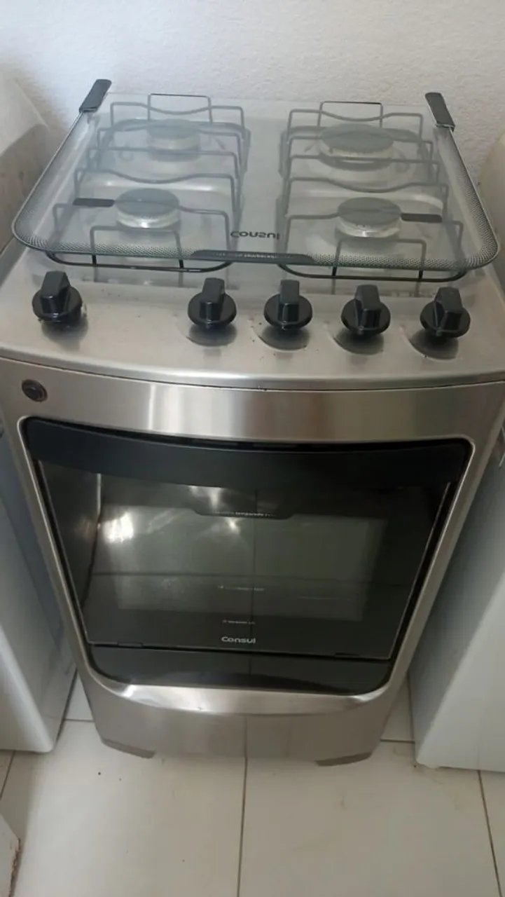 Fogão Consul 4 Bocas Inox com Tampa de Vidro