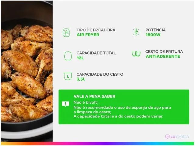 Air Fryer Philco Oven PFR2200P Preto 3,5L com Forno e Timer( produto novo/ lacrado) - Foto 2