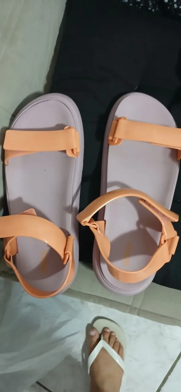 Sandálias femininas confortáveis, cor rosa e laranja