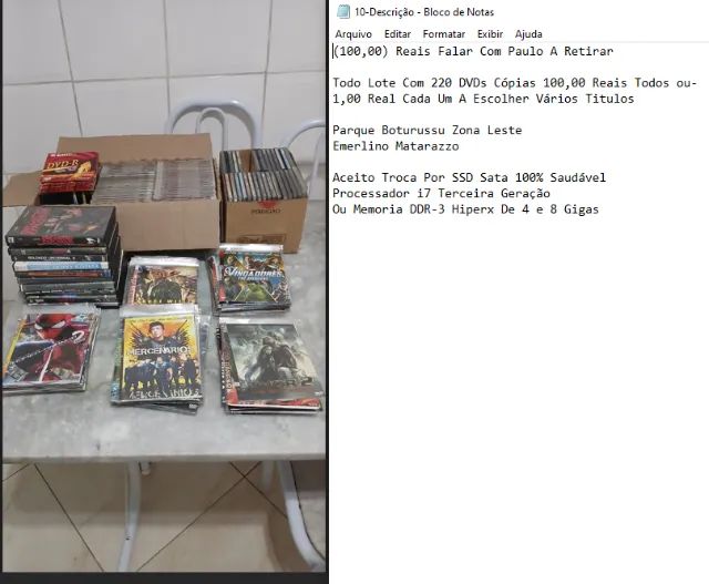 Lote Com 220 DVDs Cópias Leia A Descrição Parque Boturussu - CDs