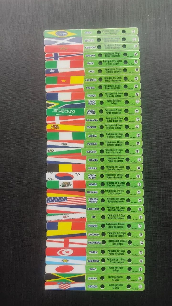 Coleção completa de palitos da Kibon (Stickibon) - Copa do Mundo de 1998