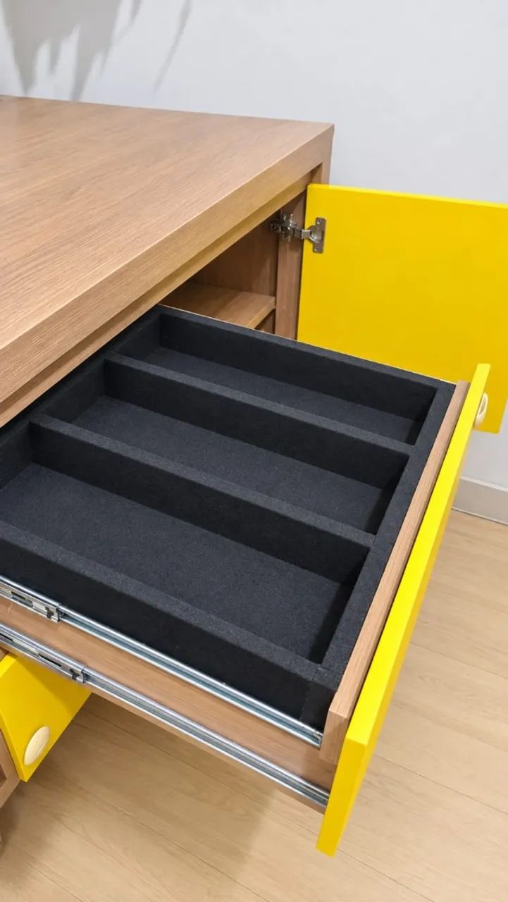 Balcão Buffet MDF com Laca Amarelo - Foto 4