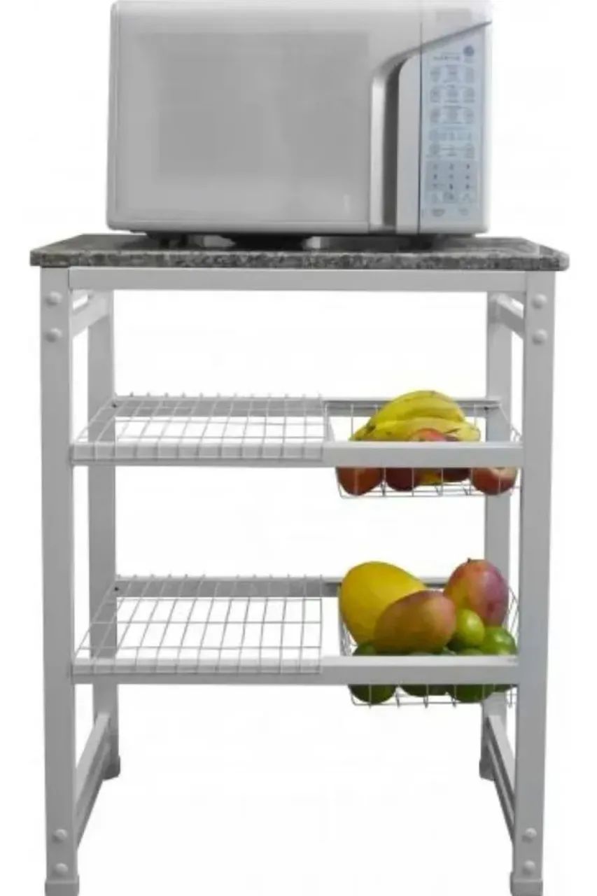 Mesa p/micro-ondas com fruteira, tampo granito - Foto 2