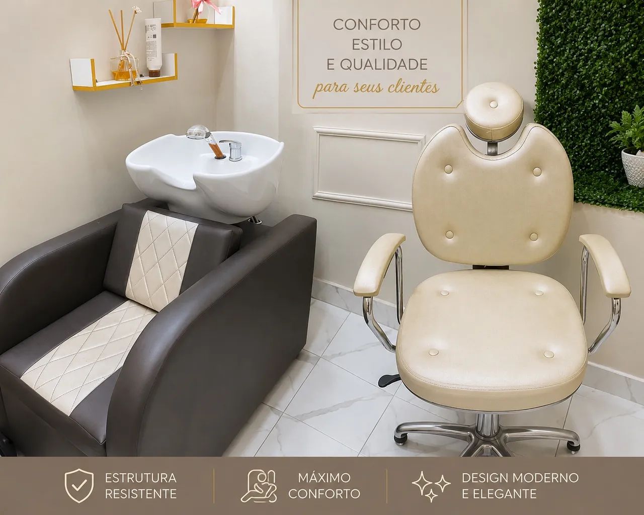 Cadeira lavatório e cadeira maquiadora 