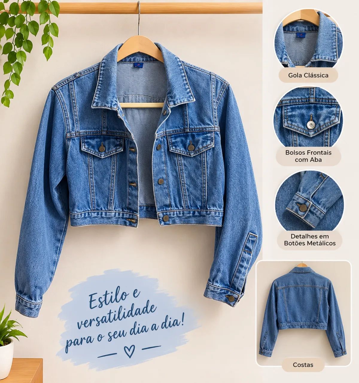 Jaqueta Jeans Azul P - Foto 2