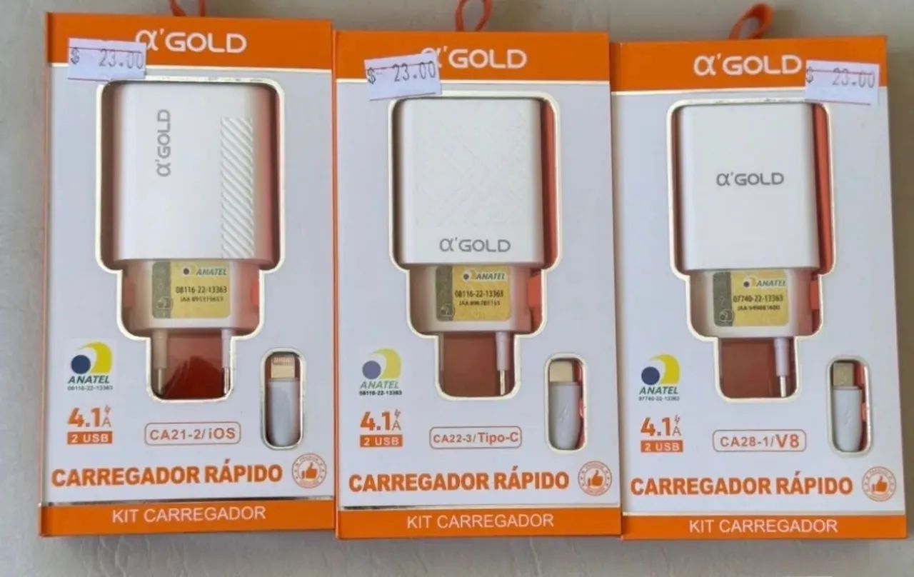 Carregador completo iPhone/ tipo c / v8